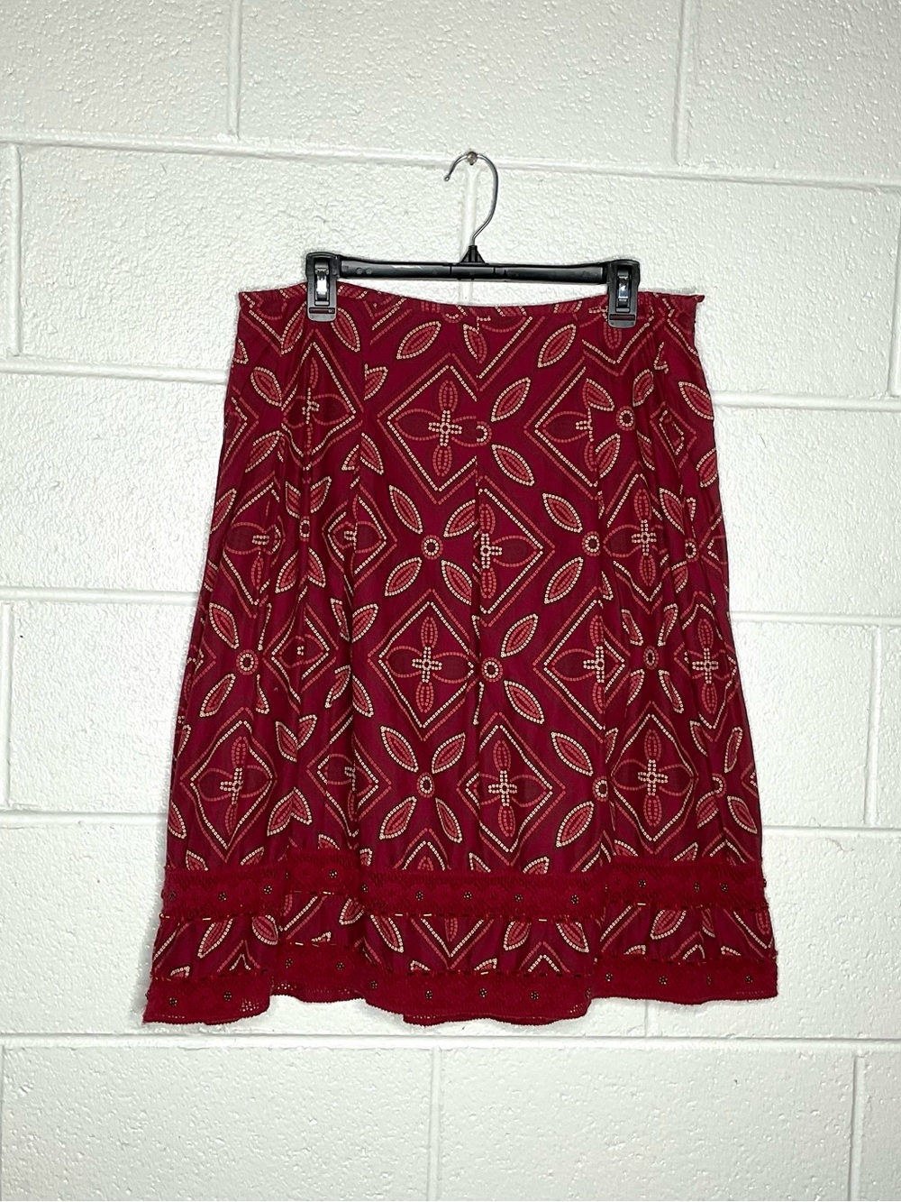 < Vintage Apt. 9 Red Pleated A-Line Cotton Skirt Size 12 >